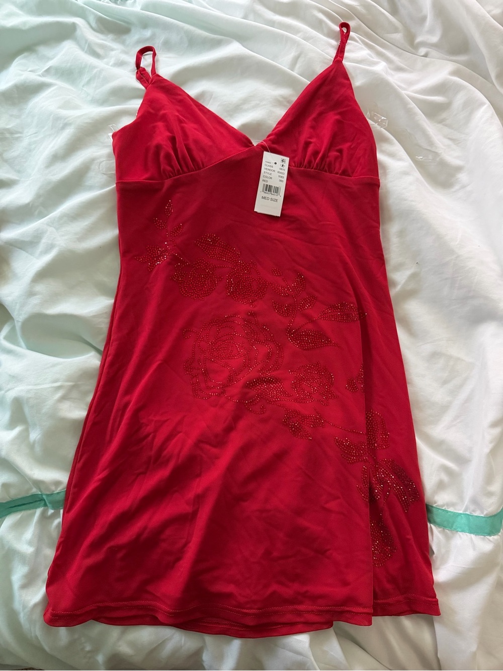Pacsun Red Rhinestone Floral Slip Dress - Picture 2 of 6